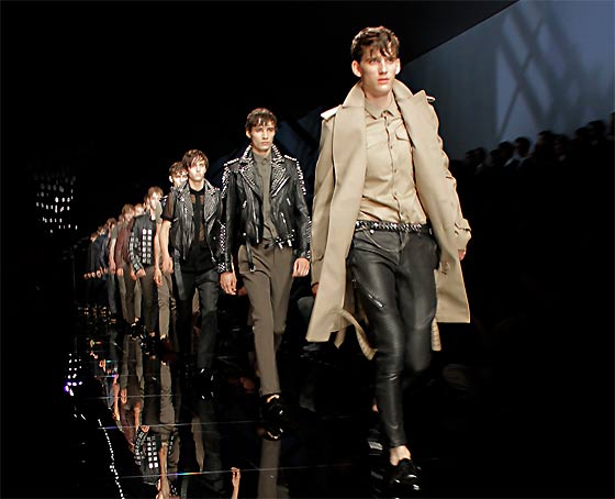 Stage catwalks in Milan and Paris; men style SS2011
